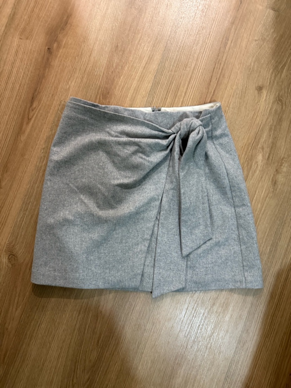 Wilfred Light Gray Tie-Front Mini Skirt